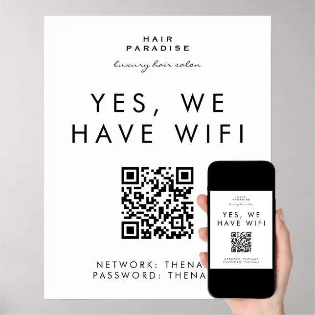 Beauty Salon Wifi Network QR Code Poster | Zazzle