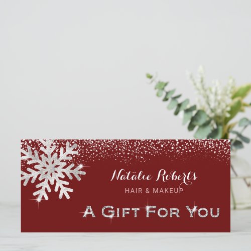 Beauty Salon Winter Snowflake Red Gift Certificate