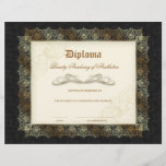 Beauty School Diploma Black Cream Gold Lace Frame<br><div class="desc">Beauty school diploma with an elegant luxury frame.</div>