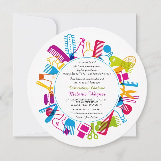Beauty School Graduation Party Invitation (Front)