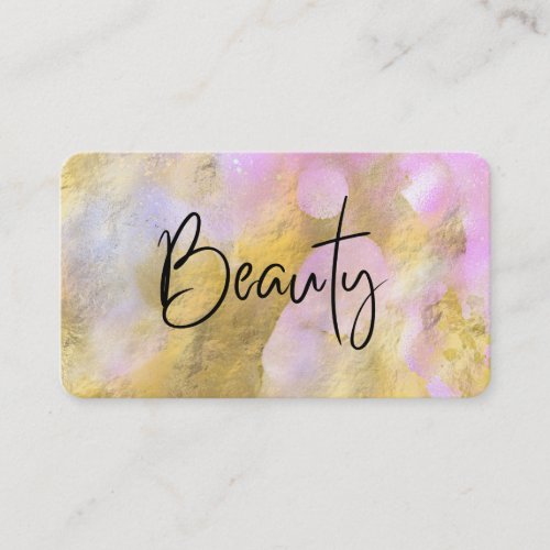  BEAUTY Script Gold Foil Pink  Business Card
