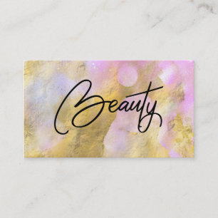 *~* BEAUTY Script Pink Gold Foil Business Card