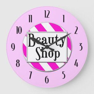 Beauty Shop Pink White Retro Wall Clock