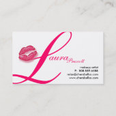 Beauty Signature Script Pink Glossy Lips Black Business Card (Back)