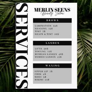 Beauty Skincare Salon Treatment Menu Design White