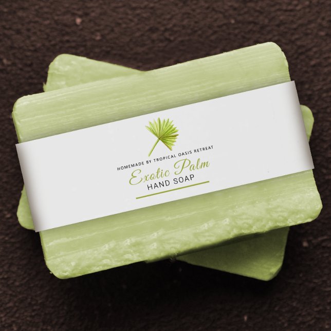 Beauty soap label tropical palm custom belly band (Creator Uploaded)