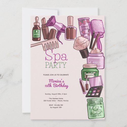 Beauty spa birthday party invitation