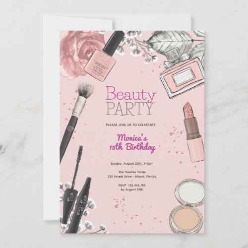 Beauty spa birthday party invitation