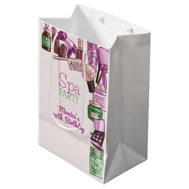 Beauty spa birthday party medium gift bag (Front Angled)