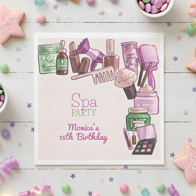 Beauty spa birthday party napkins (Creator Uploaded)