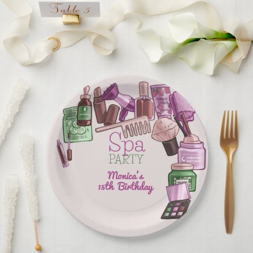 Beauty spa birthday party paper plates