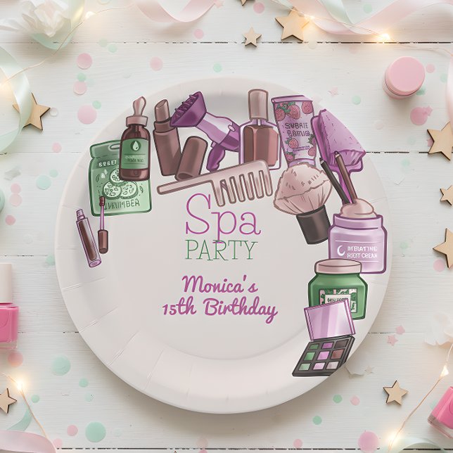Beauty spa birthday party paper plates (Creator Uploaded)