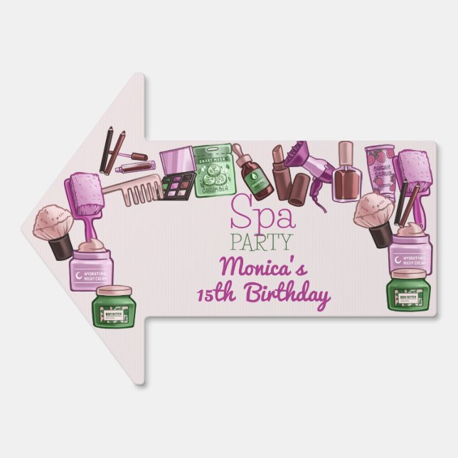 Beauty spa birthday party sign (Front)