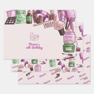 Beauty spa birthday party wrapping paper sheets