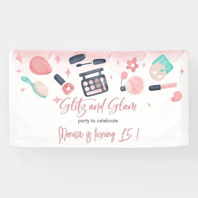 Beauty spa glitz and glam birthday party banner (Horizontal)