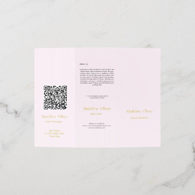 Beauty Spa Menu Pink Gold Elegant Brochure (Outside)