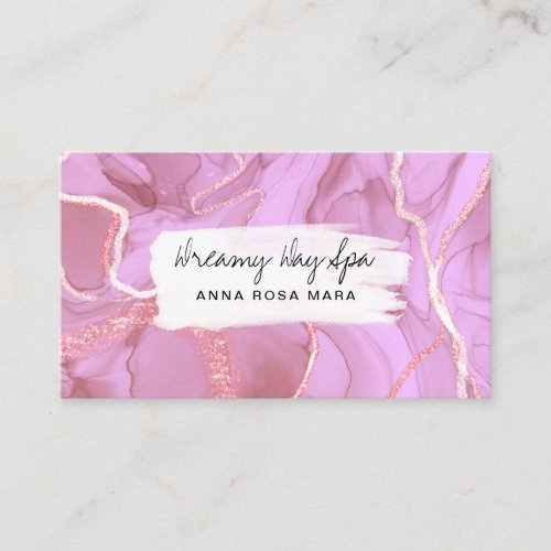  Beauty Spa QR Gold Glitter Marble Pink Business Card