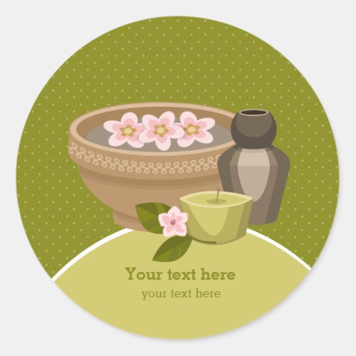 Beauty spa salon classic round sticker