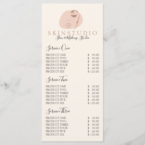 Beauty Spa Skincare Esthetician Facial Menu