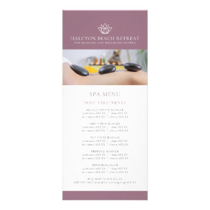 Beauty spa treatment price list menu pink logo