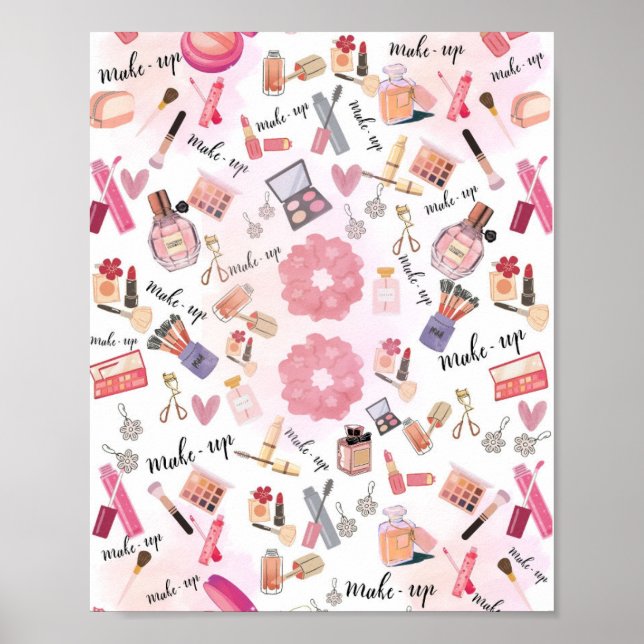 "Beauty Station" Makeup Illustration Wall Art (Front)