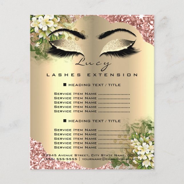 Beauty Studio Eyelashes Makeup Artist Price List Flyer (Front)