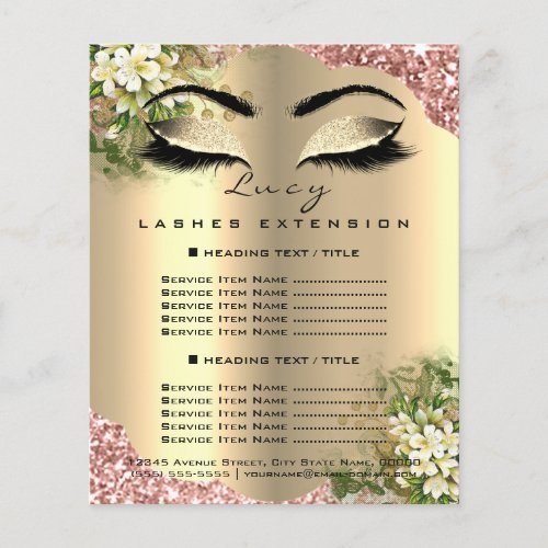 Beauty Studio Eyelashes Makeup Artist Price List Flyer