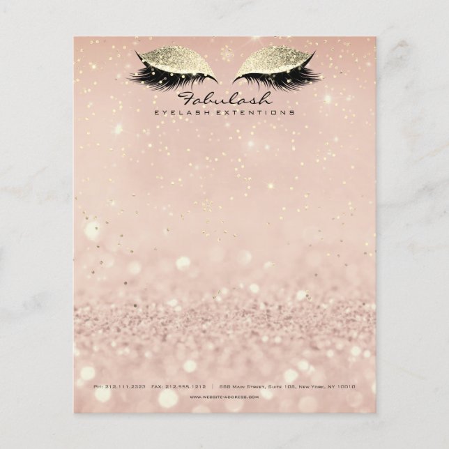 Beauty Studio Lashes Makeup Stylist Gold Blush1 Flyer (Front)
