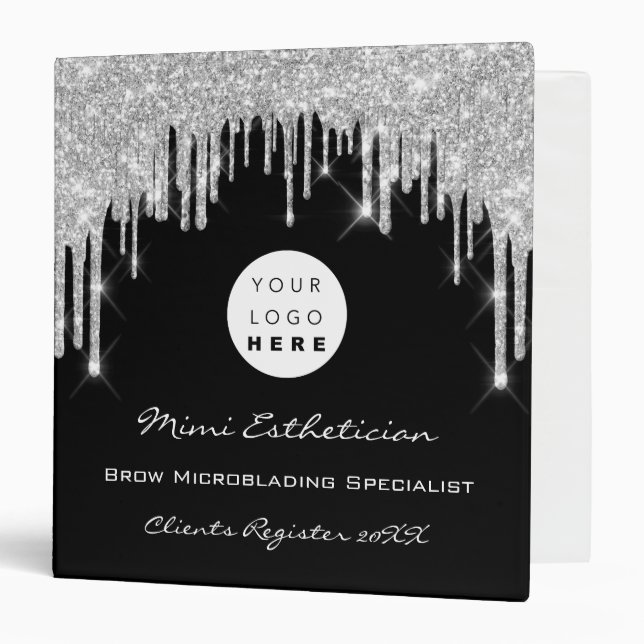 Beauty Studio Makeup Artist Event  Logo Gray 3 Ring Binder (Front/Inside)