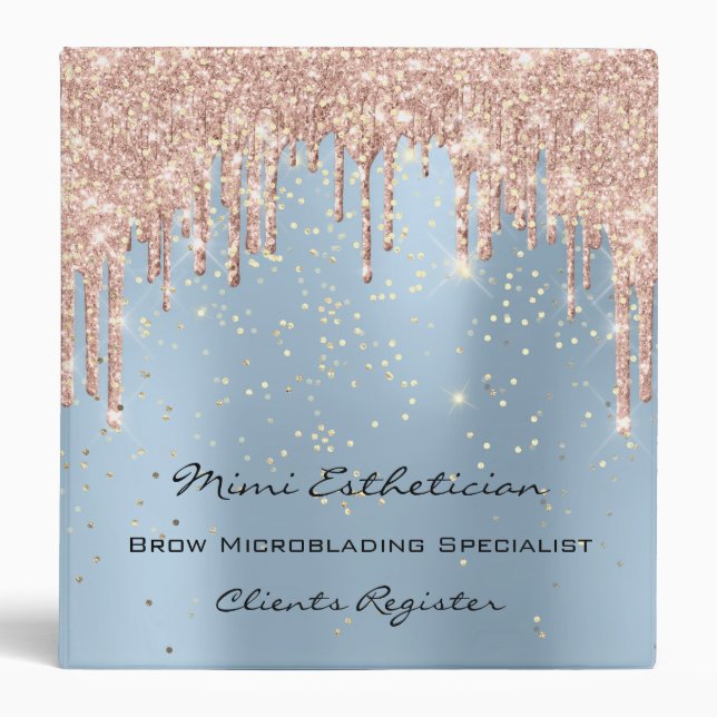 Beauty Studio Makeup Artist Event Planner Blue VIP 3 Ring Binder (Front)