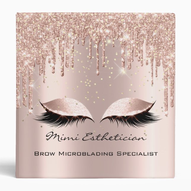 Beauty Studio Makeup Artist Event Planner Glitter 3 Ring Binder (Front)