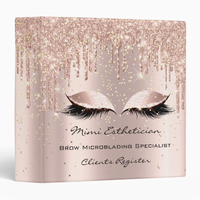 Beauty Studio Makeup Artist Event Planner Rose 3 Ring Binder (Front/Spine)