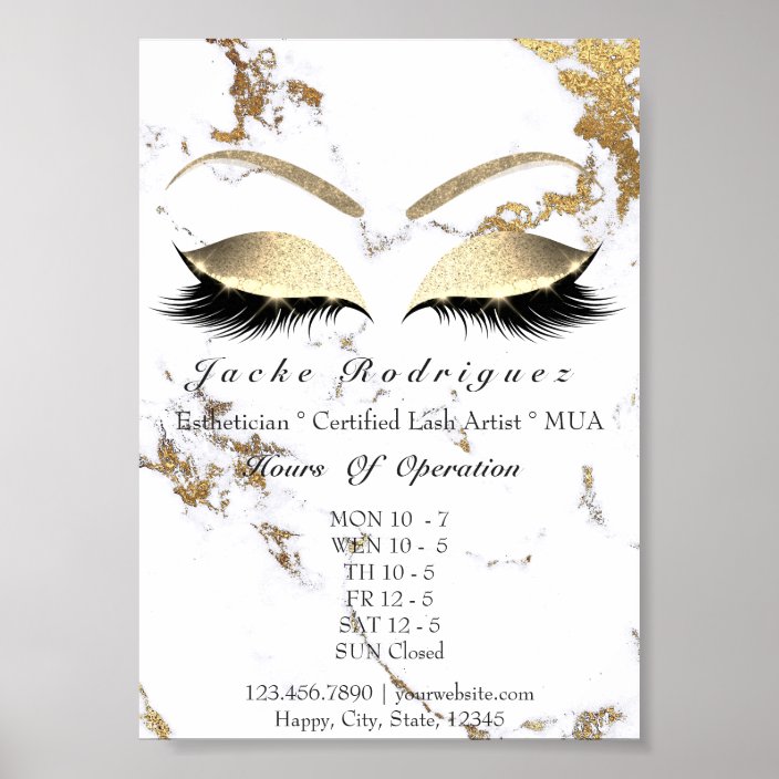 Beauty Studio Opening Hours MUA Esthetician Lashes Poster Zazzle
