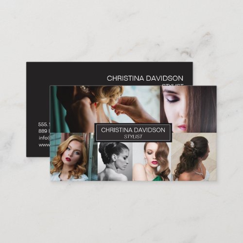 Beauty Stylist customizable photos small business Business Card