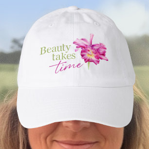 Beauty Takes Time Orchid Watercolor Floral pink Hat