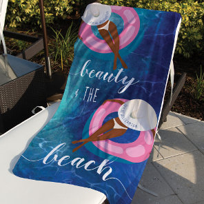 Beauty & The Beach Ocean African Woman on Float Beach Towel