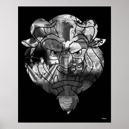 Beauty  The Beast  BW Collage Poster