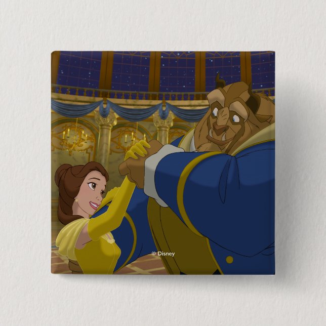 Beauty & The Beast | Belle & The Beast Dancing Pinback Button (Front)