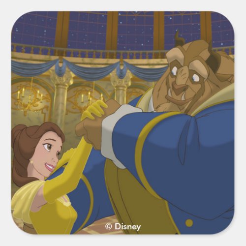 Beauty  The Beast  Belle  The Beast Dancing Square Sticker