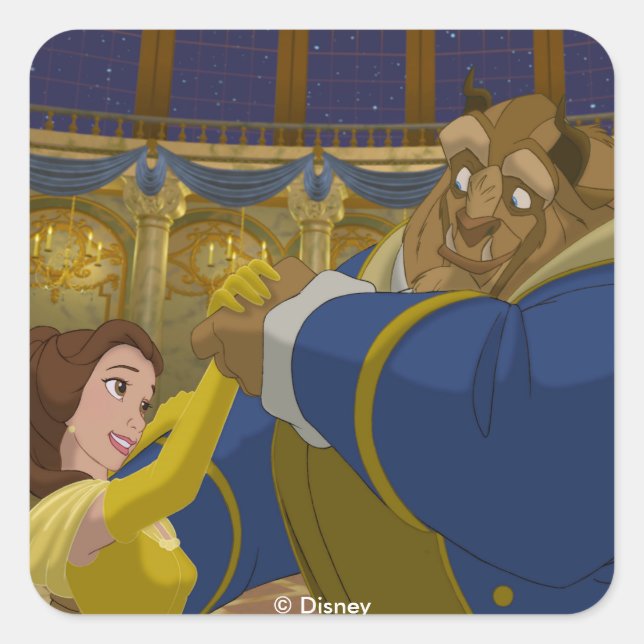 Beauty & The Beast | Belle & The Beast Dancing Square Sticker (Front)