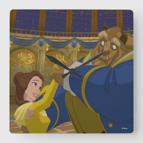 Beauty  The Beast  Belle  The Beast Dancing Square Wall Clock