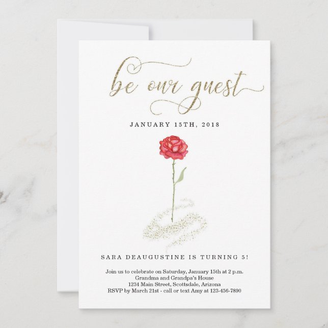 Beauty & the Beast Birthday Invitation (Front)