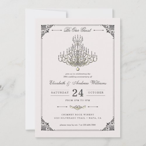 Beauty  the Beast Chandelier Wedding Anniversary Invitation