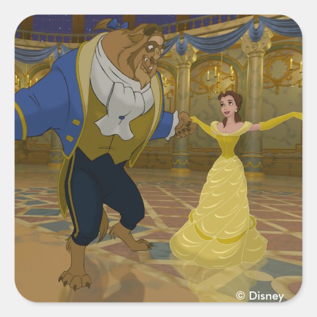 Beauty & The Beast | Dancing in the Ballroom Square Sticker (Front)