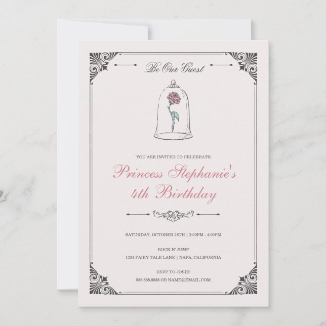 Beauty & the Beast | Enchanted Rose Birthday Invitation (Front)