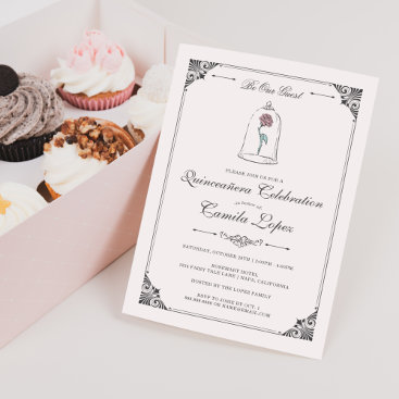 Beauty & the Beast | Enchanted Rose Quinceanera  Invitation