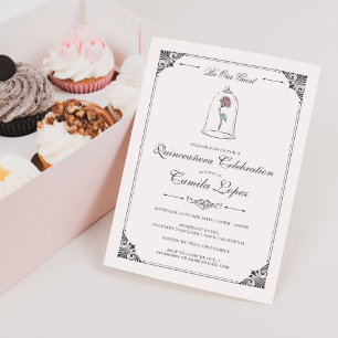 Beauty & the Beast   Enchanted Rose Quinceanera  Invitation