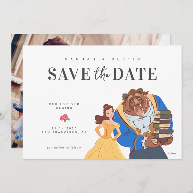 Beauty & the Beast Fairytale Photo Save the Date  (Front/Back)