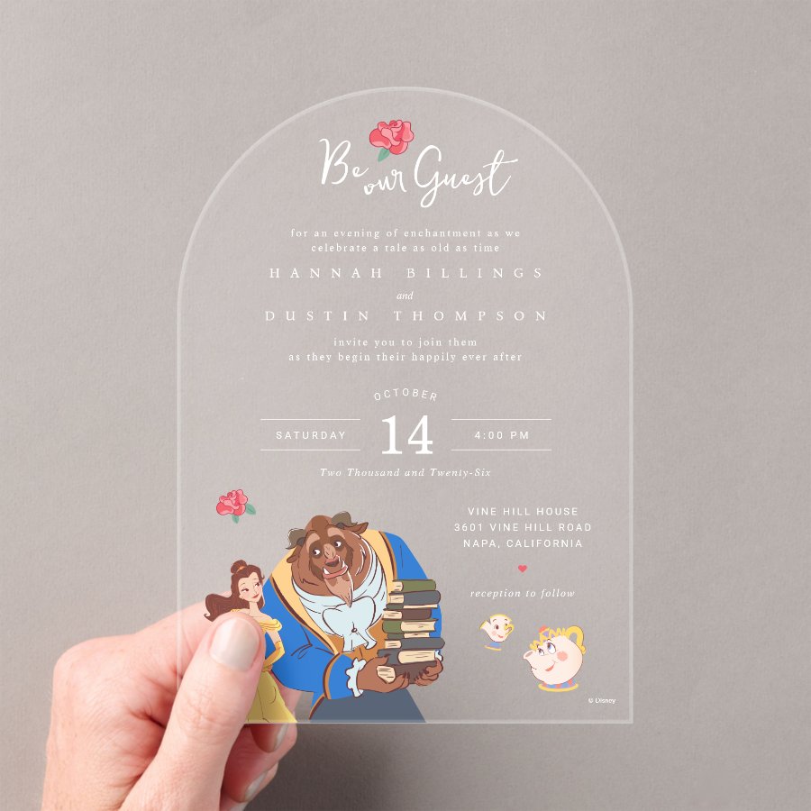 Beauty &amp; the Beast Fairytale Wedding Acrylic Invitations
