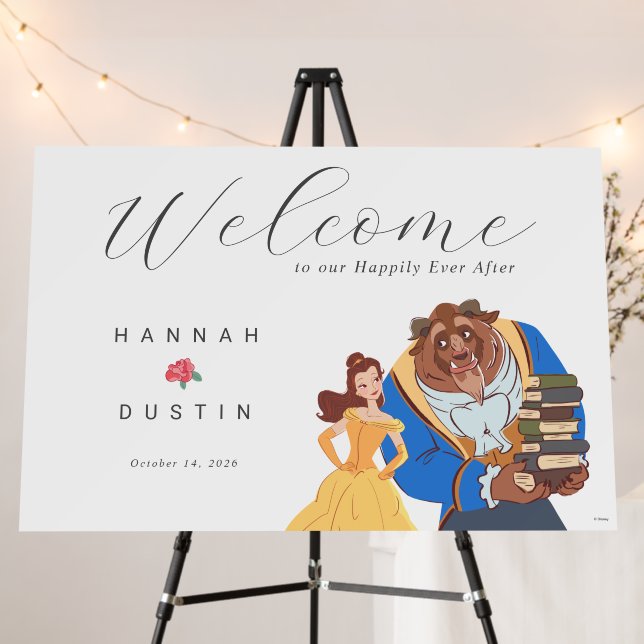 Beauty & the Beast Fairytale Wedding Welcome Sign (In Situ (Stand))